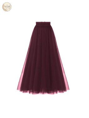 High Waist A-Line Tulle Skirt Layered Mesh Tutu Flared Party Skirt